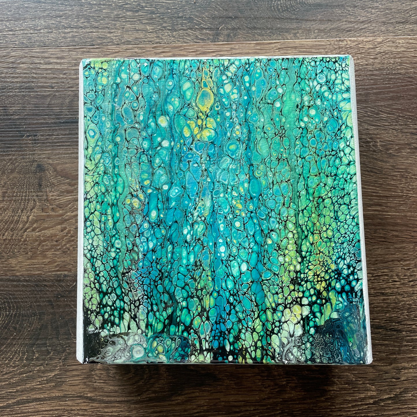 Keepsake Box Abstract Green Rain Design