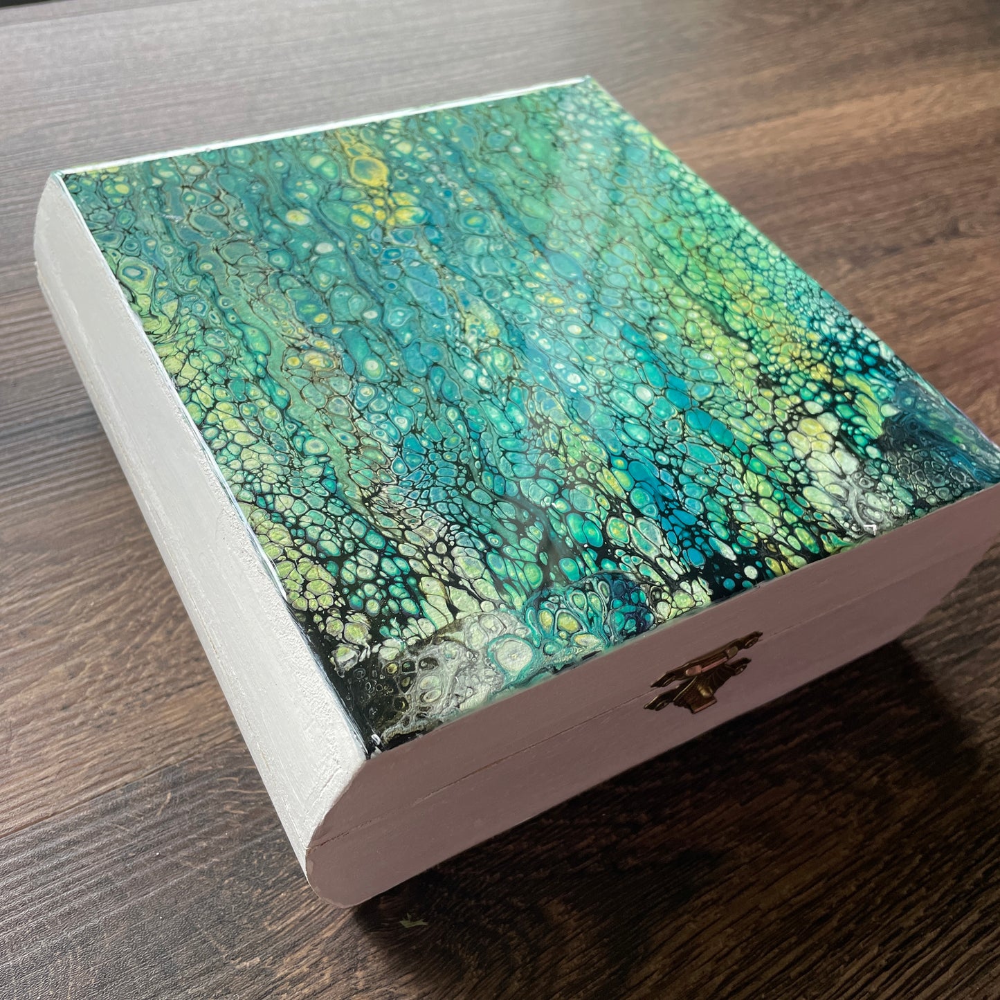 Keepsake Box Abstract Green Rain Design