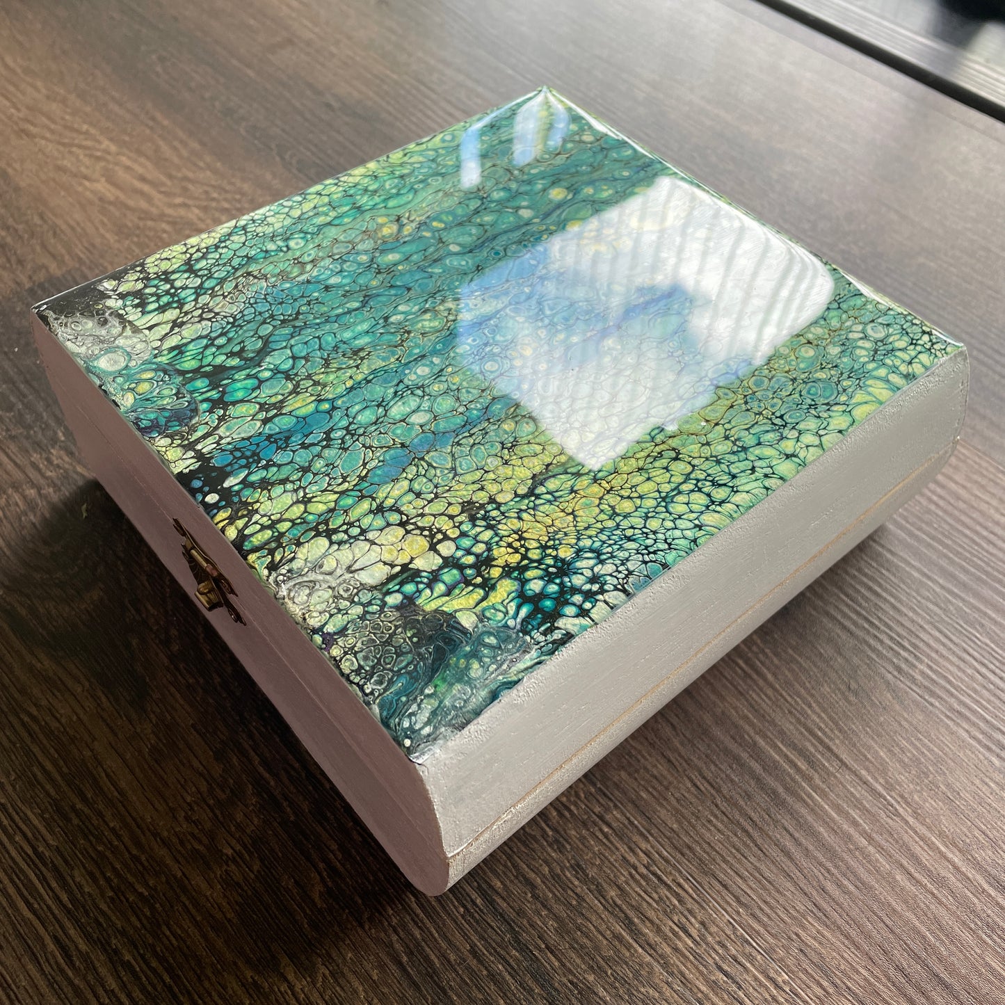 Keepsake Box Abstract Green Rain Design