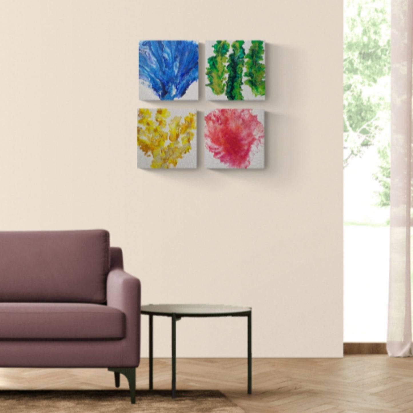 Original Acrylic Painting "Coral Quad"