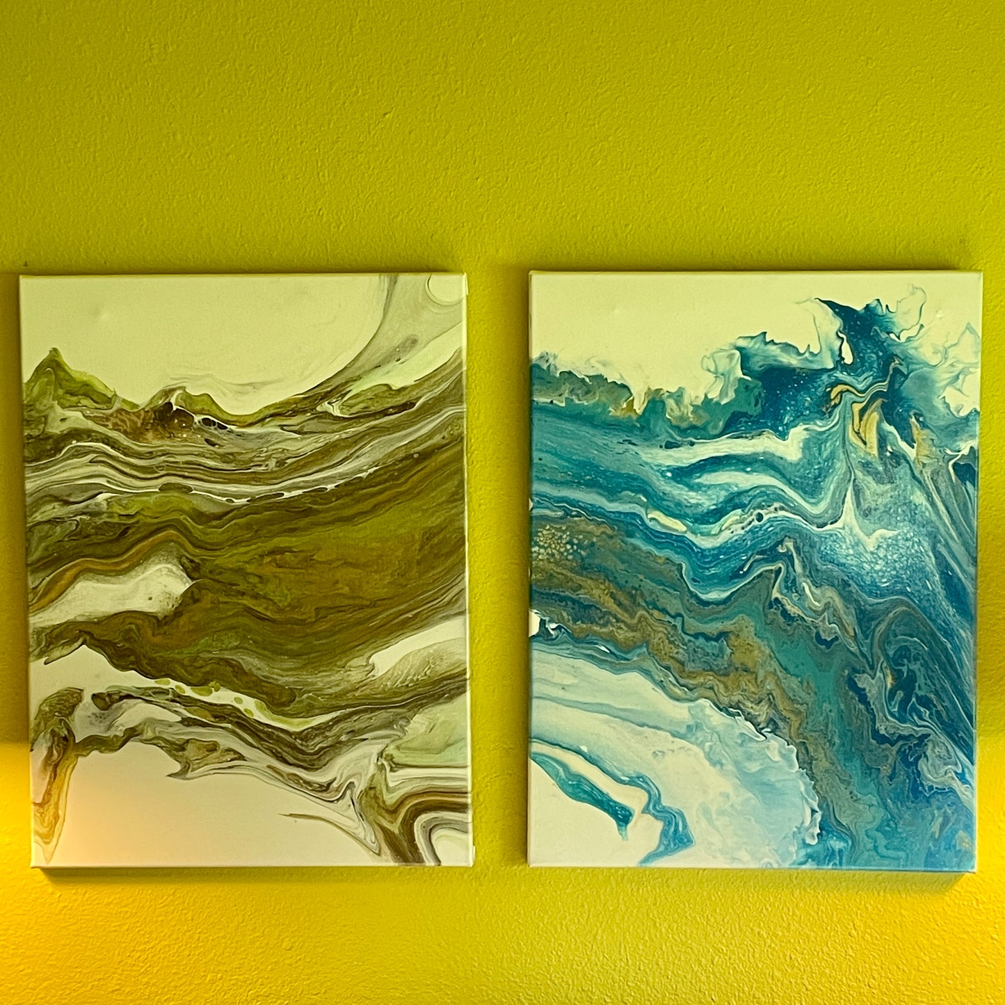 Original Acrylic Painting "Land and Sea" Diptych