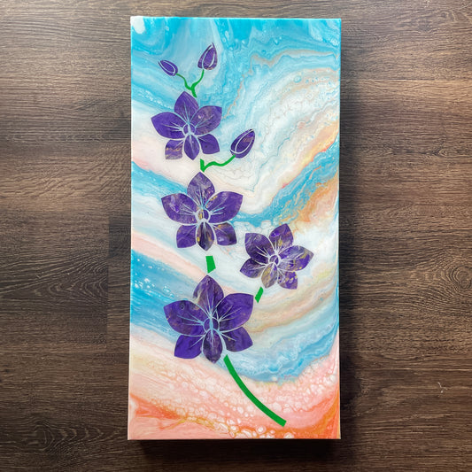 Original Acrylic Painting "Purple Orchids at Sunset"