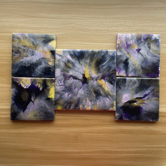 Purple Lightning Trivet and Coaster Set