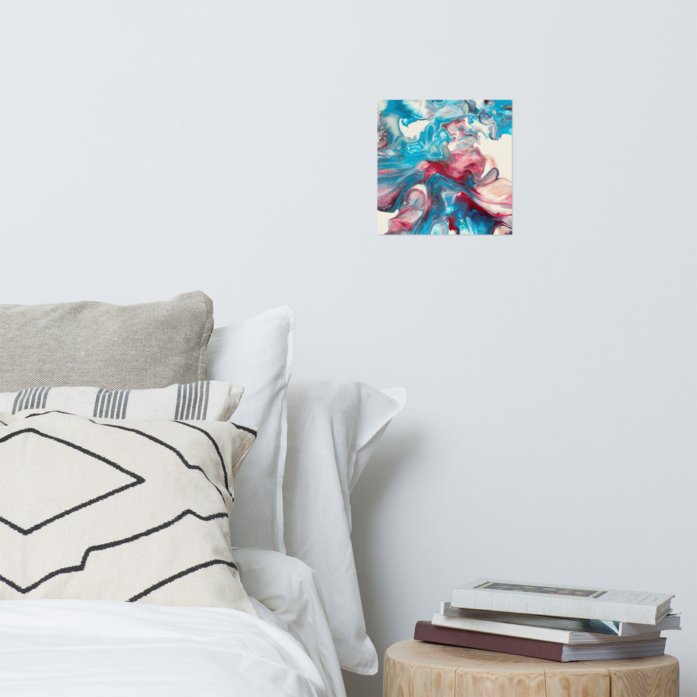 Teal and Burgundy Poster Print