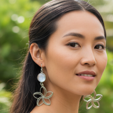 Moonlight Plumeria Dangle Earrings