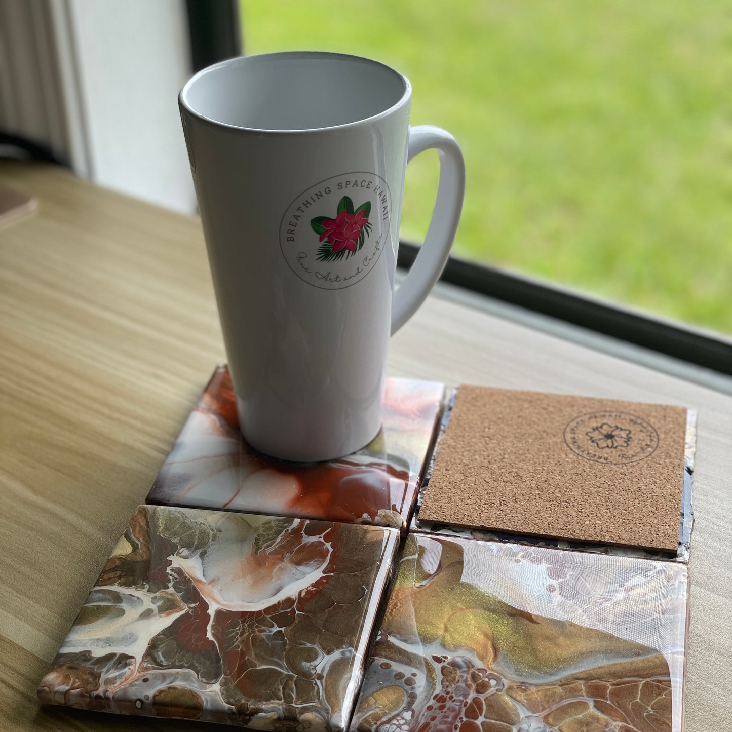 Burnt Sienna and Gold Trivet and Coaster Set