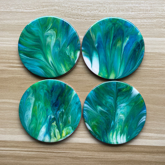 Ocean Round Wood Coaster Set