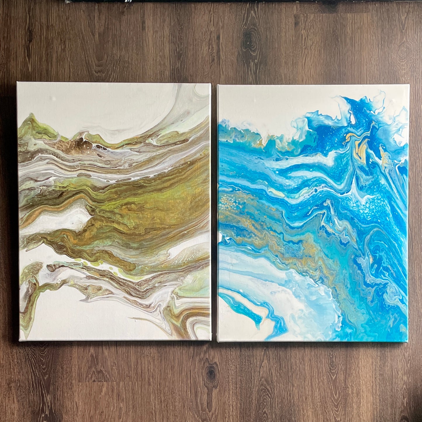 Original Acrylic Painting "Land and Sea" Diptych