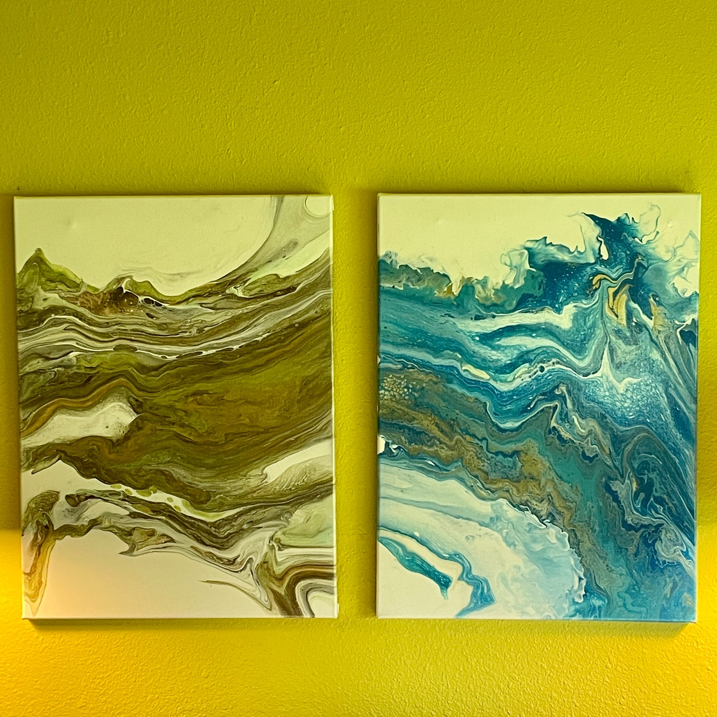 Original Acrylic Painting "Land and Sea" Diptych