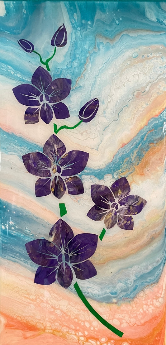 Original Acrylic Painting "Purple Orchids at Sunset"