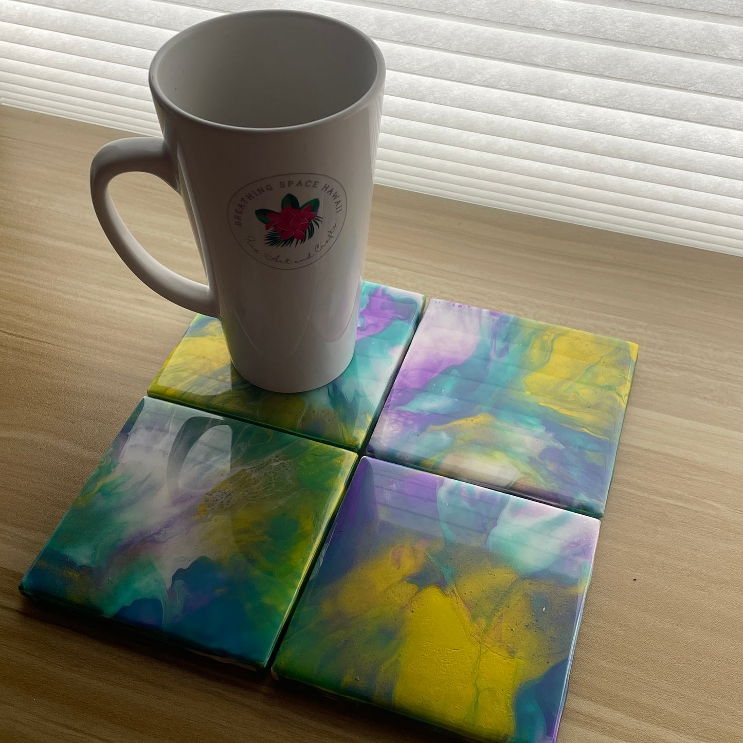 Tropical Green Trivet and Coaster Set