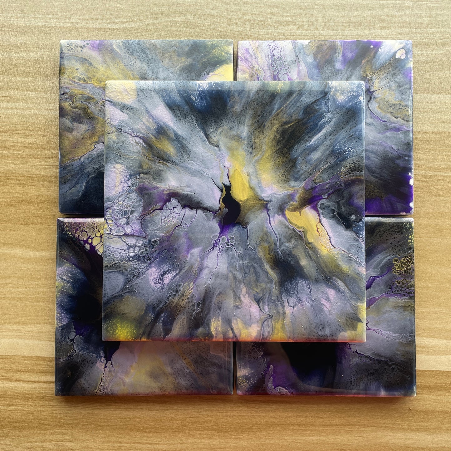 Purple Lightning Trivet and Coaster Set