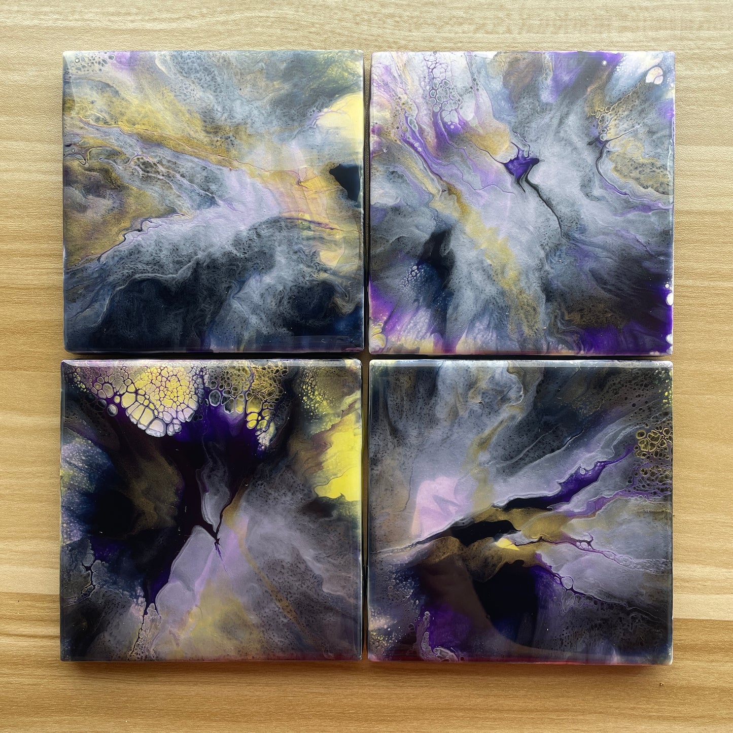 Purple Lightning Trivet and Coaster Set